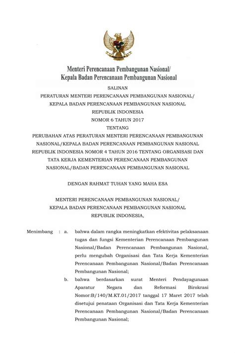 Pdf Salinan Peraturan Menteri Perencanaan Pembangunan Birohukum