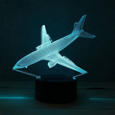 7 Color Airplane Acrylic LED 3D LED Night Light Toys Lamp Air Plane ...