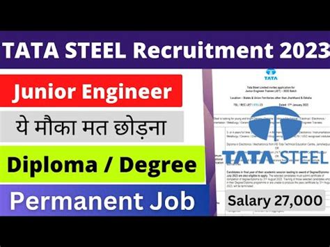 Tata Steel Recruitment Tata Steel Junior Engineer Trainee