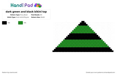 Dark Green And Black Bikini Top Pony Bead Pattern Kandi Pad Kandi Patterns Fuse Bead