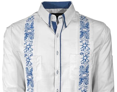 Y A Bera Clothing Mens Guayabera Shirt White With Plum Stars Plum