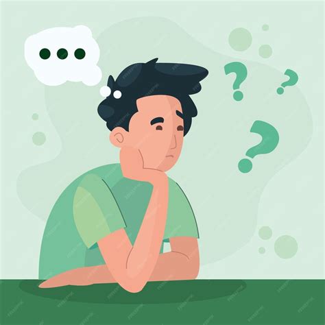 Premium Vector Poster Of Man Thinking With Question Marks