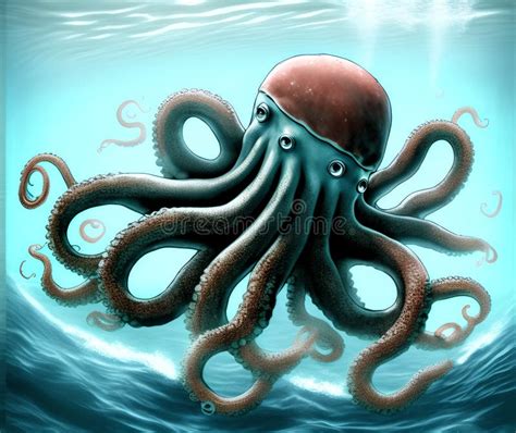 Kraken Octopus, Generative AI Illustration Stock Illustration - Illustration of canvas, kraken ...