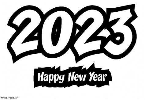 Printable Happy New Year 2023 Coloring Page