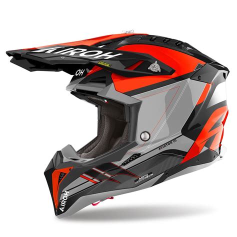 AIROH AVIATOR 3 SABER Laranja Gloss Capacete Offroad Salgados Moto