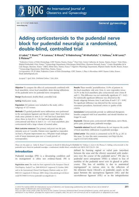 Pdf Adding Corticosteroids To The Pudendal Nerve Block For Pudendal