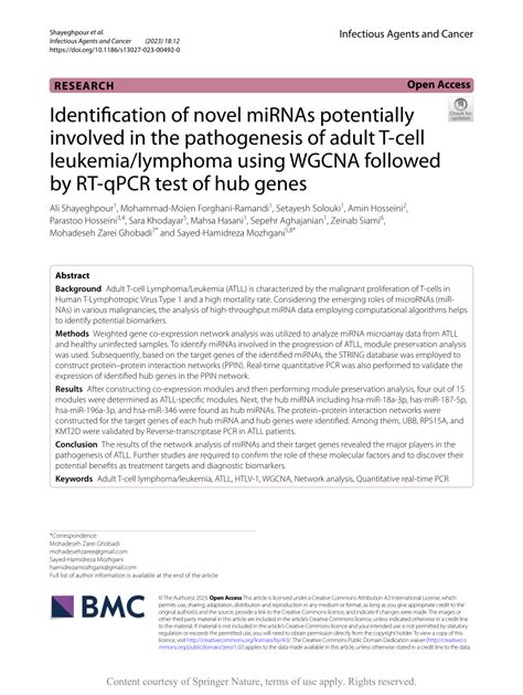 PDF Identification Of Novel MiRNAs Potentially Involved In The