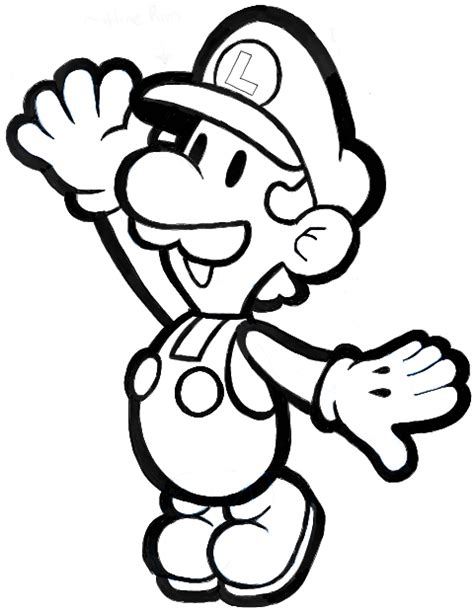 How to Draw Paper Luigi from Paper Mario Step by Step Drawing Tutorial ...