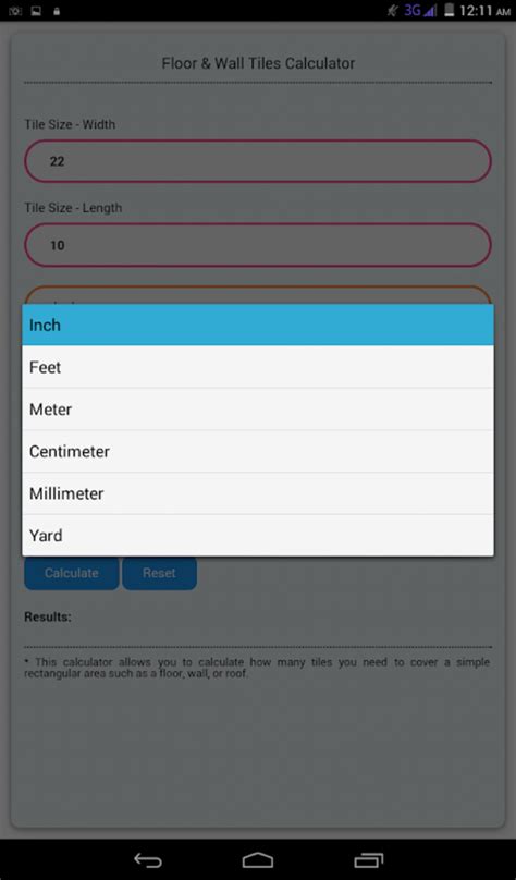 Android Floor Wall Tiles Calculator