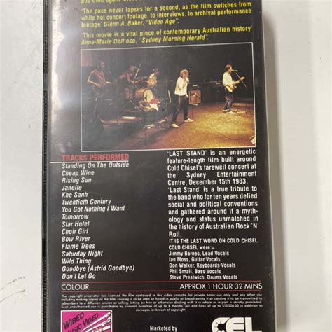 Cold Chisel Last Stand VHS Video