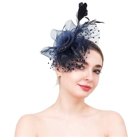 Mifelio Fascinators Hats For Women Tea Party Headband Hat Mesh Feathers