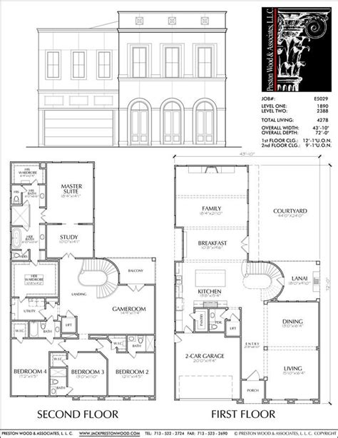 two story house plans with second floor and first floor