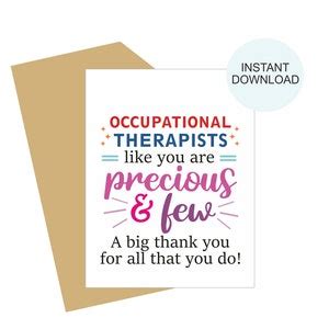 Occupational Therapist Card Printable Occupational Therapy Card OT