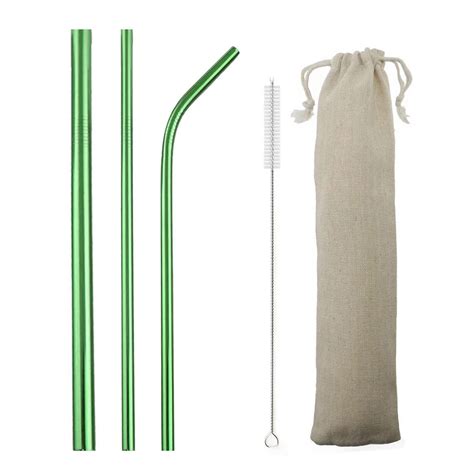 Pcs Eco Friendly Reusable Straws Set Stainless Steel Straw Metal