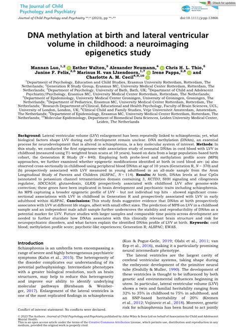 Pdf Epigenome Wide Association Between Dna Methylation At Birth And