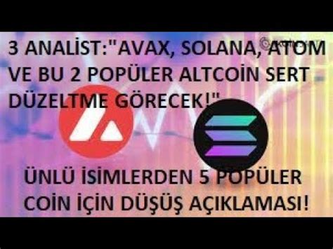 Anal St Avax Solana Atom Ve Bu Pop Ler Altco N De Ok Sert D