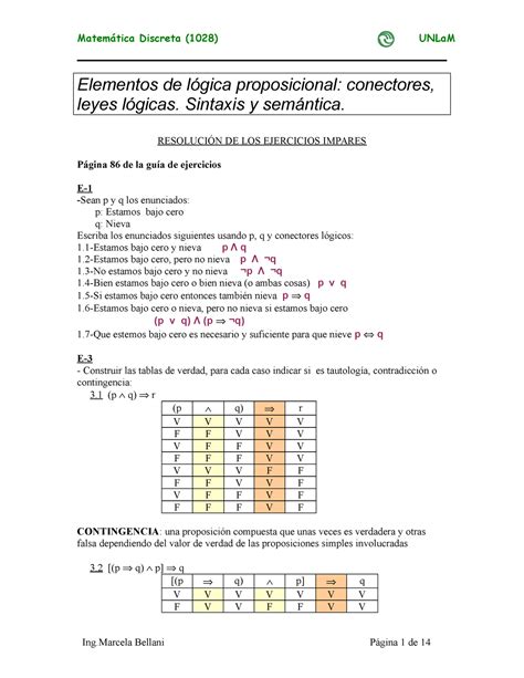 Ejercicios resueltos Elementos de lógica proposicional conectores