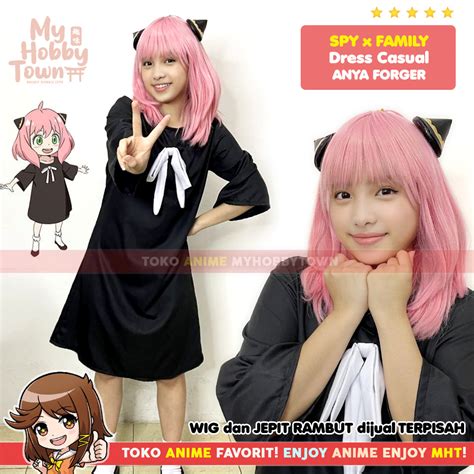 Kostum Cosplay Anime Spy X Family Anya Forger Casual Dress Remaja ...