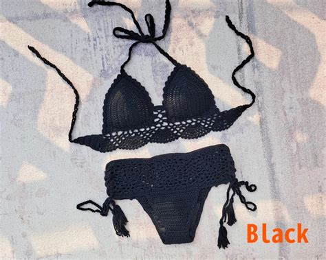 Hand Crochet Bikini Lace Top And Tassel Tie Rope High Waist Bottom Beach Party Fashion Piece