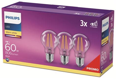 Philips Led žárovka Classic 60w A60 E27 Ww Cl Nd 3ct Srt4 Bal 3ks