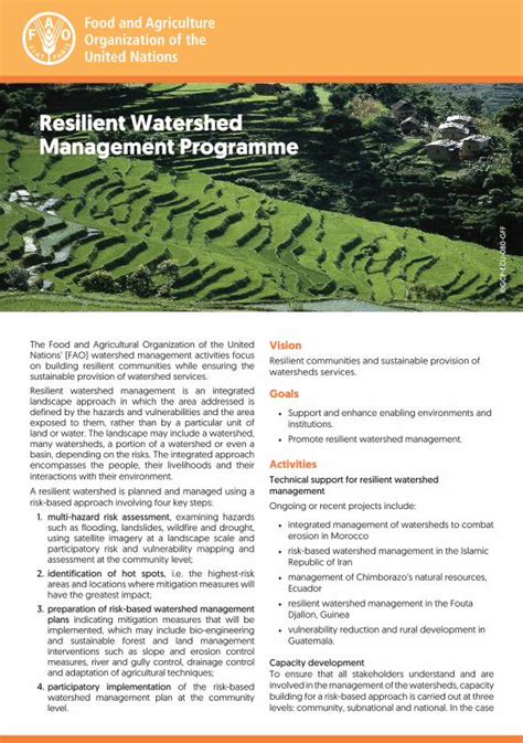 PDF Resilient Watershed Management Programme Resilient Watershed