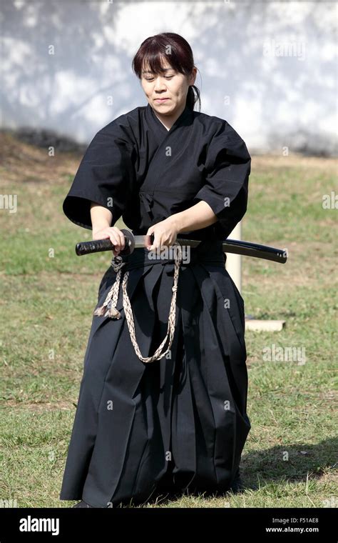 Japanese martial arts with katana sword Stock Photo - Alamy