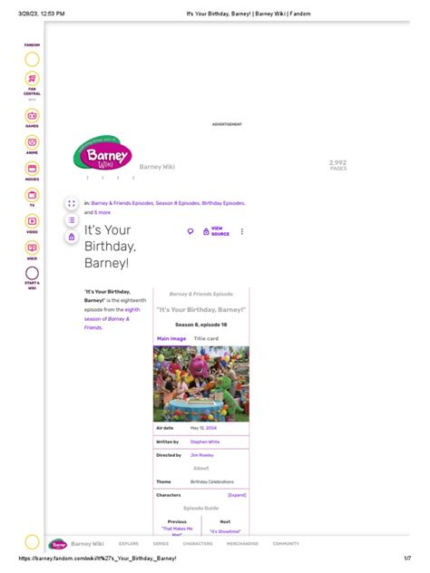 It's Your Birthday, Barney! - Barney Wiki - Fandom | PDF | Fandom