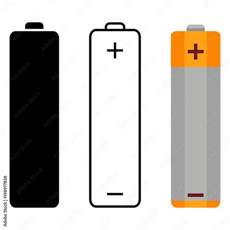 Vector Set of AA Type Battery Icons. Stock Vector | Adobe Stock