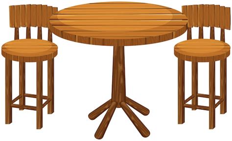 Mesa Y Sillas Redondas De Madera Vector Gratis