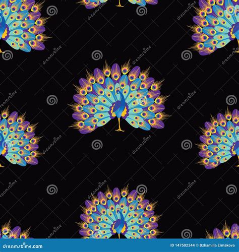 Seamless Pattern Of Decorative Peacocks Stock Vector Illustration Of