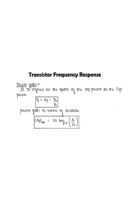 Transistor Frequency Response Analog Electronic Circuits Studocu