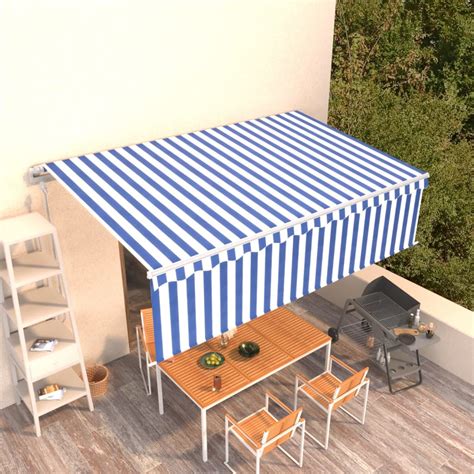 Toldo retrátil automático estore 53 m azul e branco Loja Sitio