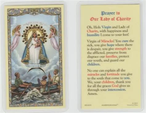 Laminated Holy Card Andprayer To Our Lady Of Charity Virgin Of Miracles L98 £324 Picclick Uk