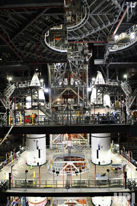 Photo: Space Launch System Solid Rockets in the VAB at the Kennedy Space Center, Florida ...