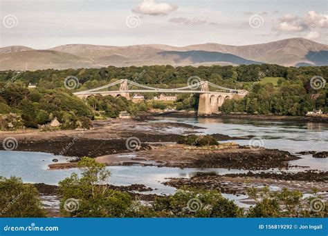 Menai Suspension Bridge between Anglesey and Wales Editorial ...