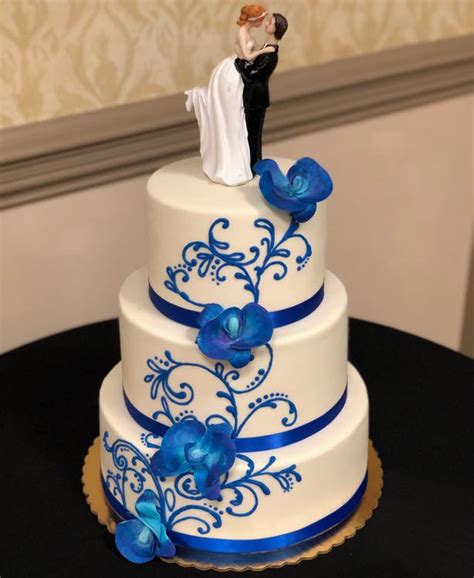 Blue Orchids Wedding Cake