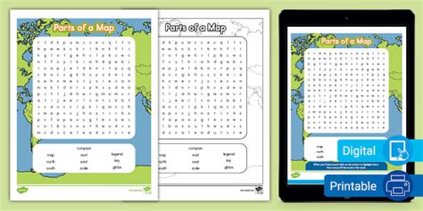 Word Search 2nd Grade Map And Globe Skills Twinkl Usa