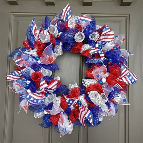 Patriotic Deco Mesh Wreath For The Fourth Of July Deco Mesh Wreaths