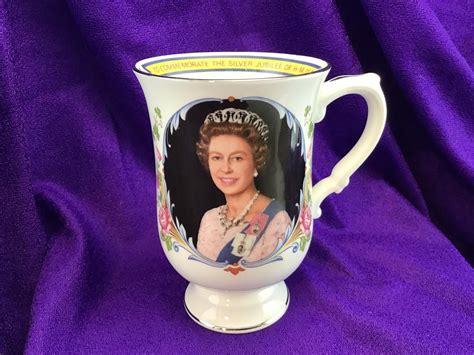 Queen Elizabeth Ii Silver Jubilee Mug Coffee Cup Etsy Mens