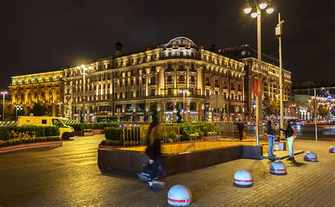 Picture Moscow Russia Street Night Time Street Lights Cities