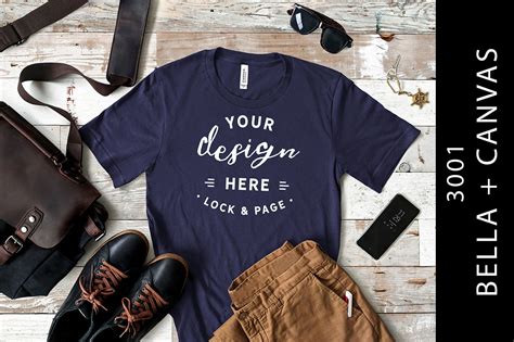 Men S Navy Bella Canvas 3001 T Shirt Mockup Masculine Setup By Lock And