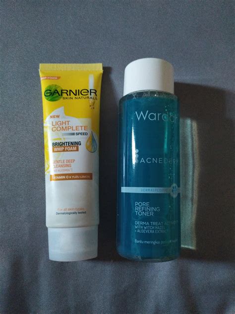 Garnier Brightening Whip Foam Wardah Acnederm Pore Refining Toner