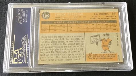 1960 Topps Baseball Trading Card 166 Chuck Essegian PSA 9 MINT PD EBay