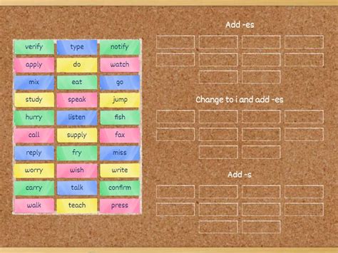 Simple Present 3rd Person Singular Spelling Rules Ordenar Por Grupo