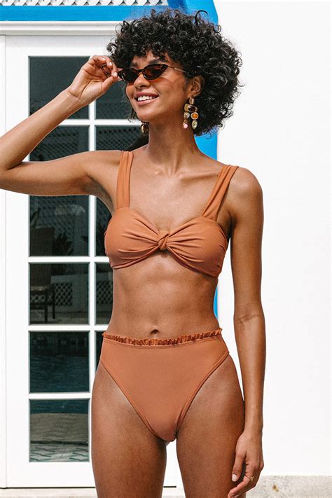 High Waist Bikini Mit Knoten Vorne Cupshe Deutschland