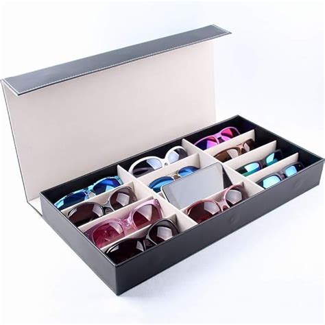 Reading Glasses Collector Sunglass Storage Box 12 Frame Pu Glasses Storage Display Box Jewelry