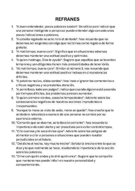 20 Refranes Cortos 2
