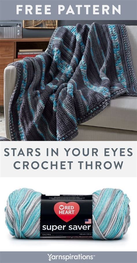 Free Stars In Your Eyes Throw Crochet Pattern Using Red Heart Super