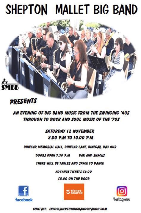 Shepton Mallet Big Band Presents At Binegar Memorial Hall Event