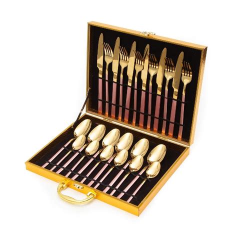 Cressida 24 Piece Stainless Steel Cutlery Set In Classy T Box Gold